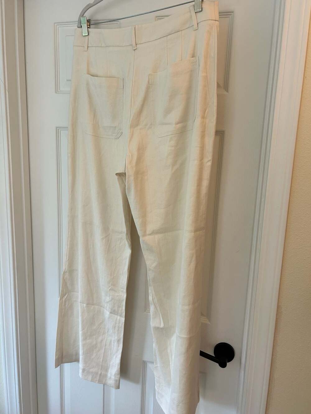 Maeve Colette Linen Stretch High-Rise Wide-Leg Pants Chalk White 14 - Picture 8 of 12
